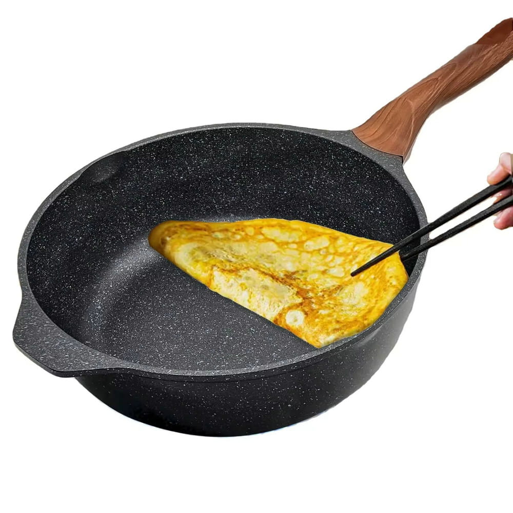 Memorial Series Ovnsikker 28 cm non-stick aluminium grillpande Stegepande med kulstofstålhåndtag og induktionsbund