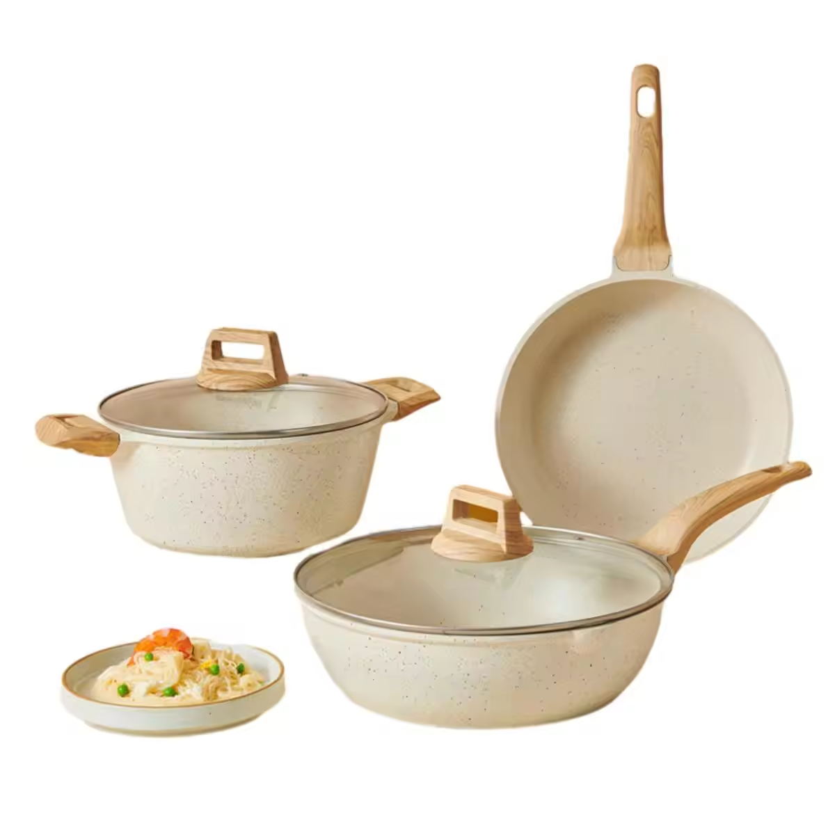 Hjemmelavet specialdesignet logo non-stick grydesæt i aluminiumsgryde