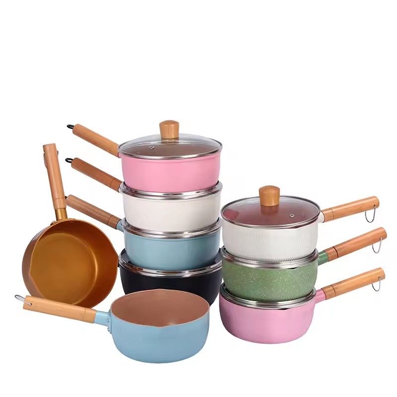 Japansk stil sne flad gryde aluminium med låg mad non-stick mælke gryde suppe gryde