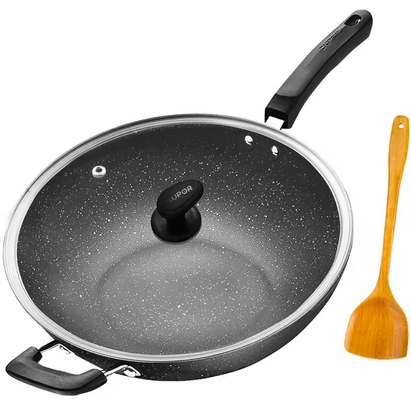 Non-stick wok med husholdnings wok 32cm induktionskomfur gaskomfur