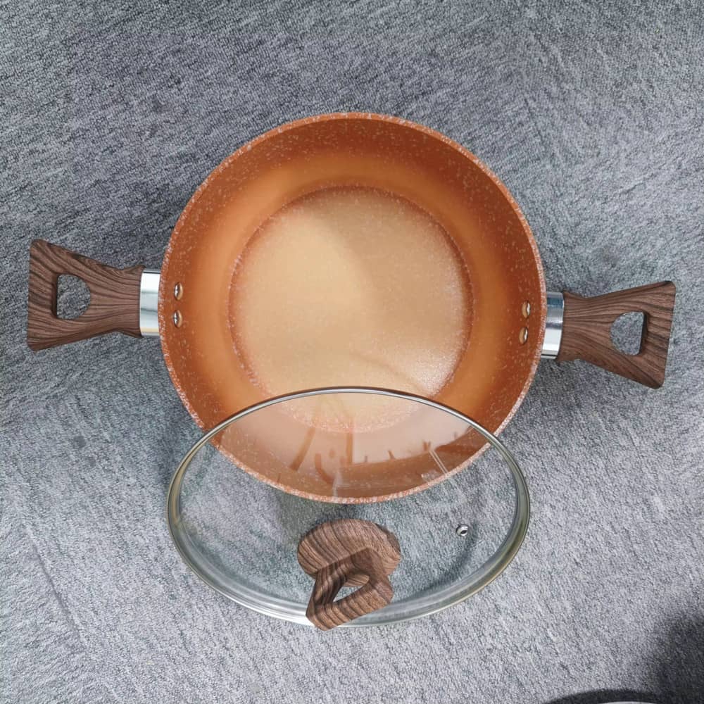 Ikke-giftig induktionsbund nonstick trykstøbt kogegryde gryde med blødt touch