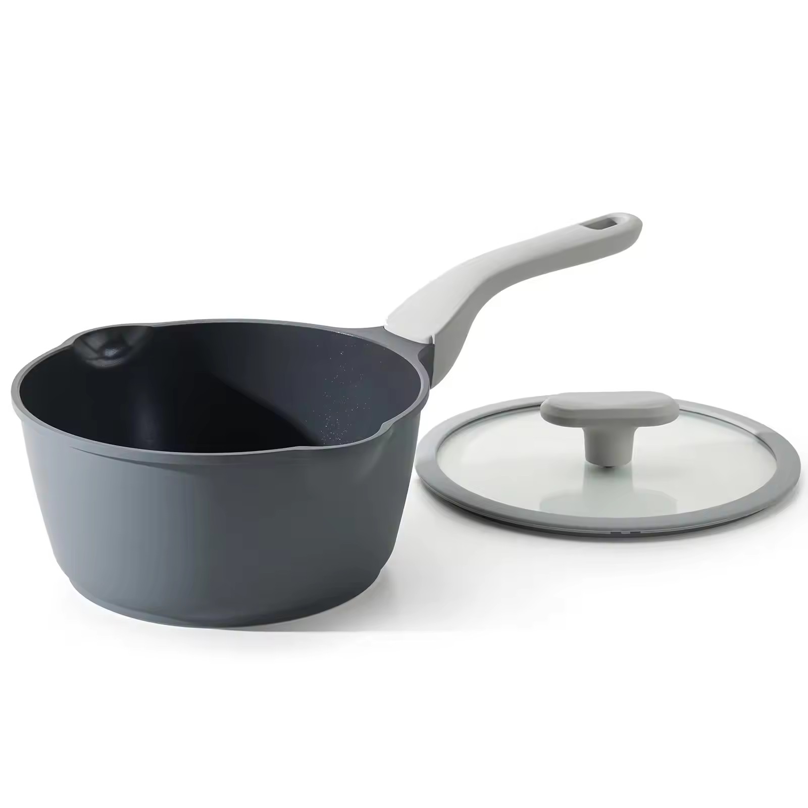 Multifunktionel 1QT&2QT&3QT nonstick keramisk gryde med glaslåg